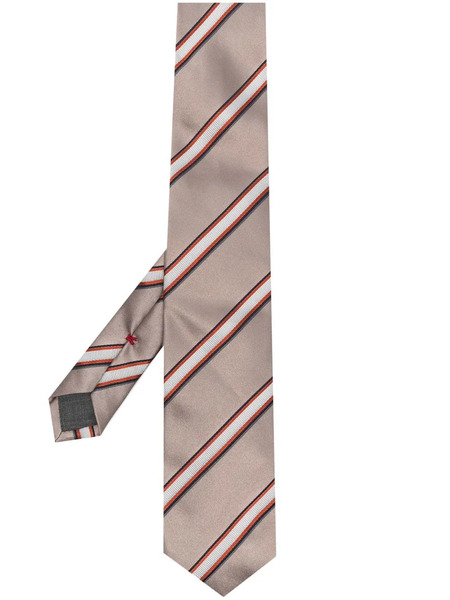  Brunello Cucinelli Striped Pointed Tie - Neutrals 