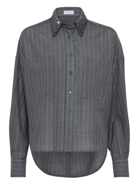  Brunello Cucinelli Striped Shirt - Grey 