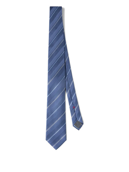  Brunello Cucinelli Striped Silk Tie - Blue 