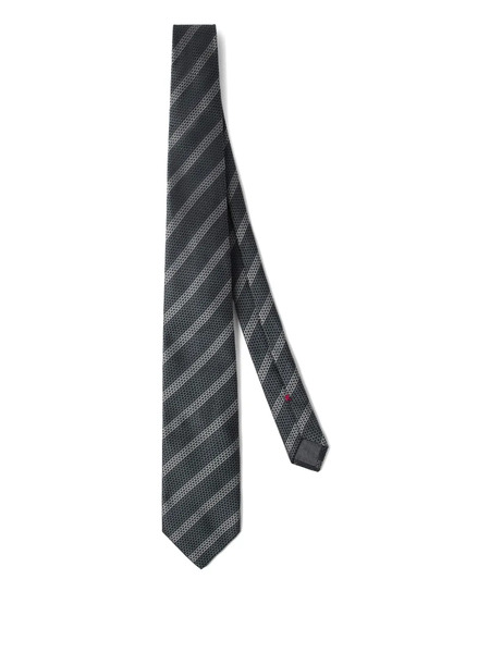  Brunello Cucinelli Striped Silk Tie - Grey 