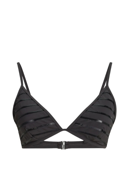 Brunello Cucinelli Stripes Monili Bikini Top - Black 