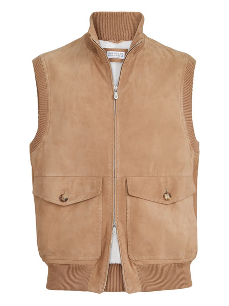  Brunello Cucinelli Suede Padded Gilets - Neutrals 