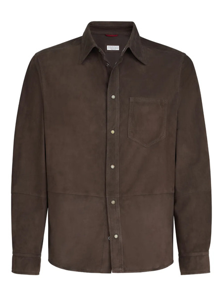  Brunello Cucinelli Suede Shirt Jacket - Brown 