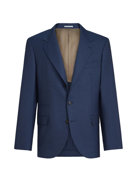  Brunello Cucinelli Super 150s Virgin-wool Houndstooth Blazer - Blue 