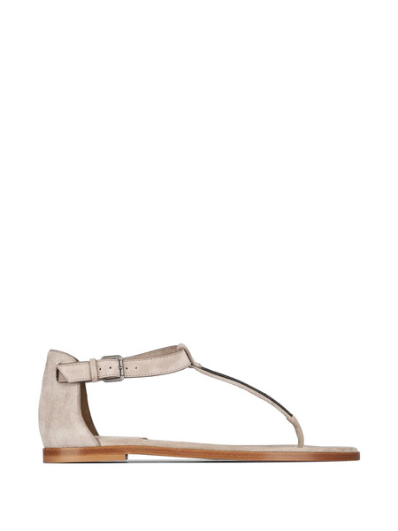  Brunello Cucinelli T-strap Beaded-embellishment Sandals - Neutrals 