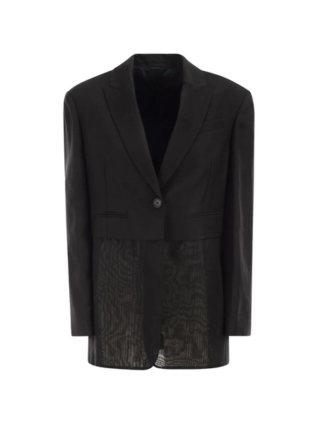 Brunello Cucinelli Transparent-insert Single-breasted Blazer - Black 