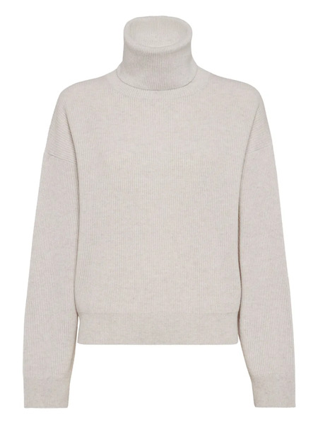  Brunello Cucinelli Turtleneck Ribbed Sweater - Neutrals 
