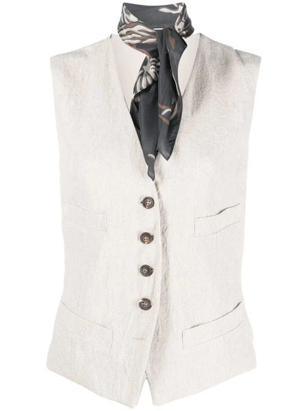  Brunello Cucinelli V-neck Button-up Waistcoat - Neutrals 