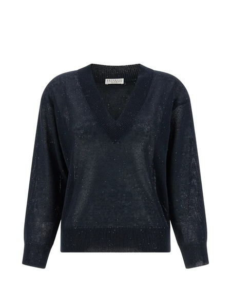 Brunello Cucinelli V-neck Sweater - Blue 
