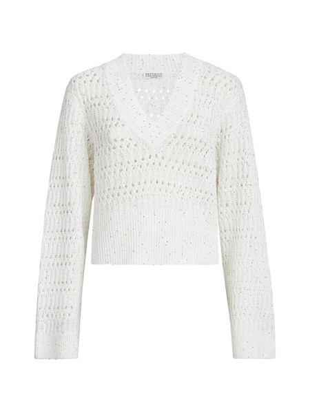  Brunello Cucinelli V-neck Sweater - White 