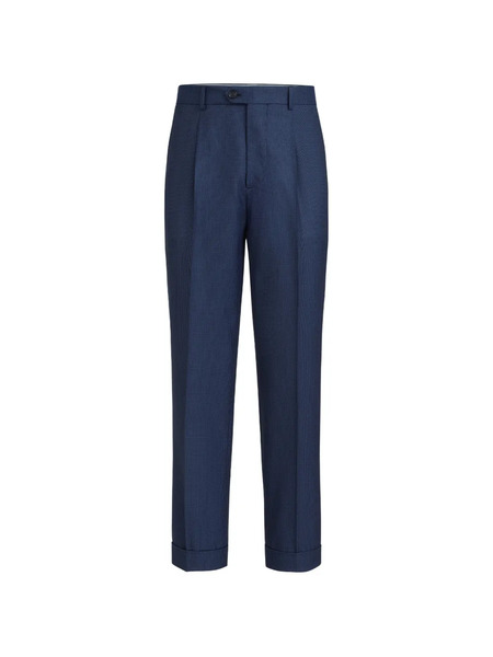 Brunello Cucinelli Virgin Wool Houndstooth Trousers - Blue 
