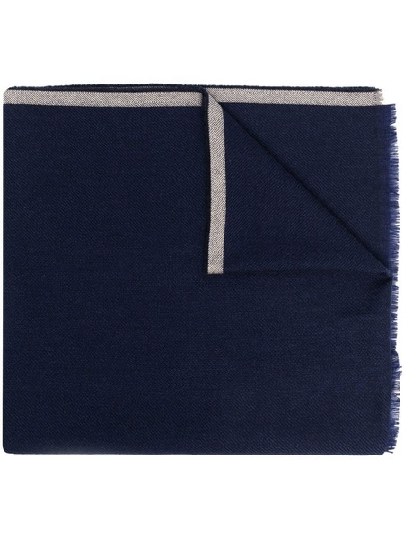  Brunello Cucinelli Wool Fringed Scarf - Blue 