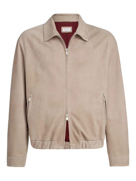  Brunello Cucinelli Zip-fastening Suede Jacket - Neutrals 