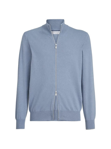 Brunello Cucinelli Zip Long-sleeved Cardigan - Blue 
