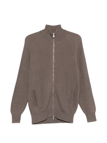  Brunello Cucinelli Zip Ribbed Cardigan - Brown 