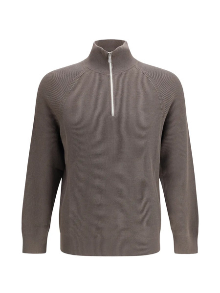  Brunello Cucinelli Zip Ribbed Turtleneck - Brown 
