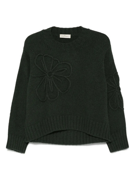  Bruno Manetti Flower-embellished Wool Sweater - Green 