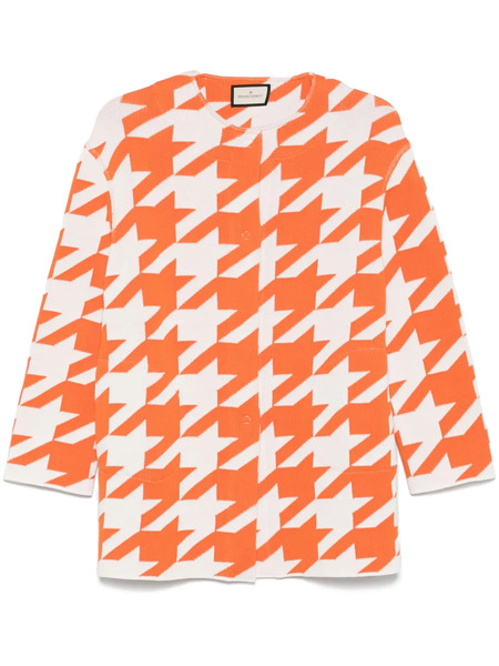  Bruno Manetti Houndstooth-pattern Cardigan - Orange 