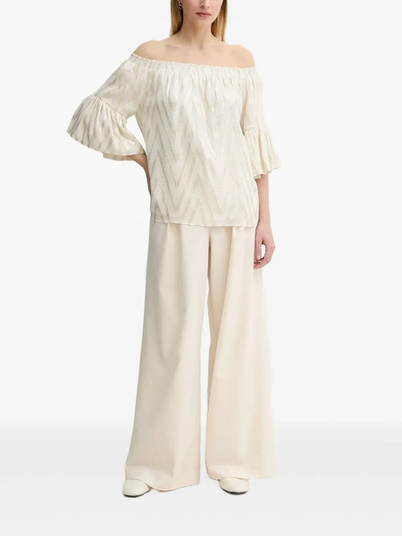  Bruuns Bazaar Chevron-pattern Off-shoulder Top - White 