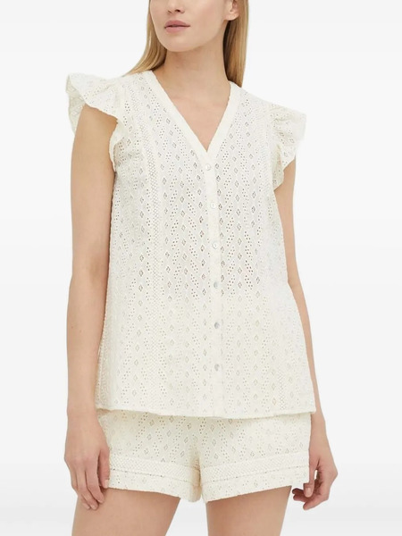  Bruuns Bazaar Eyelet Ruffled Shirt - White 