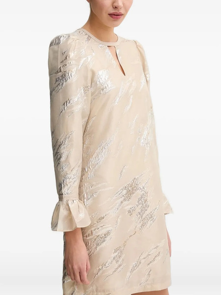  Bruuns Bazaar Metallic-details Puff-sleeve Mini Dress - Neutrals 