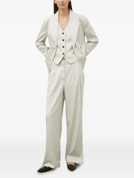  Bruuns Bazaar Pinstripe Double-breasted Suit Jacket - Neutrals 