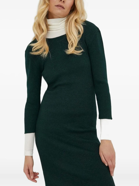  Bruuns Bazaar Ribbed Side-split Midi Dress - Green 