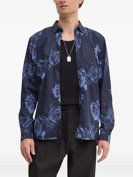  Bruuns Bazaar Rose-print Shirt - Blue 