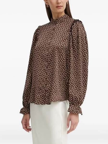  Bruuns Bazaar Ruffled-detailing Mock-neck Blouse - Brown 