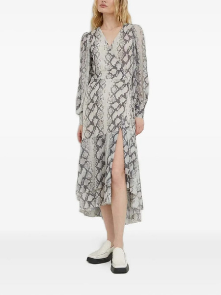  Bruuns Bazaar Snakeskin-print Wrap Midi Dress - Neutrals 