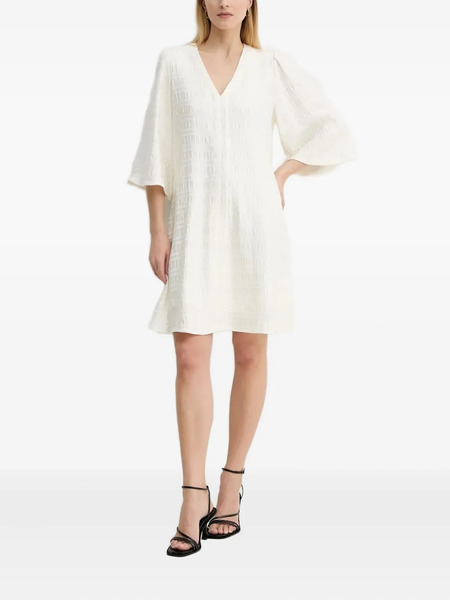  Bruuns Bazaar Textured V-neck Mini Dress - White 