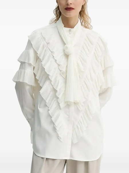  Bruuns Bazaar Tilja Pleated Ruffle Blouse - White 