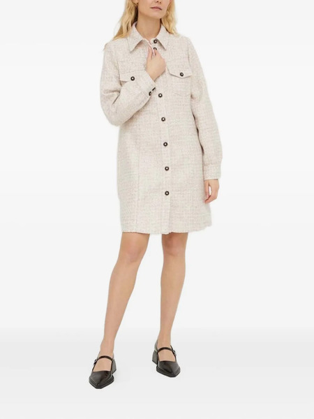  Bruuns Bazaar Tweed Mini Shirt Dress - Neutrals 