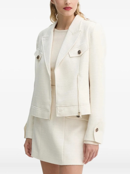  Bruuns Bazaar Tweed Zip-front Jacket - White 