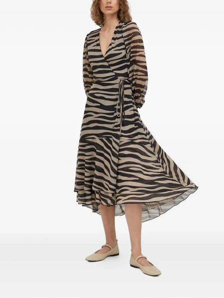  Bruuns Bazaar Zebra-print Wrap Midi Dress - Neutrals 