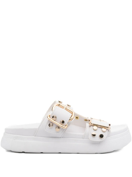  Bugatti Buckle-studded Slides - White 