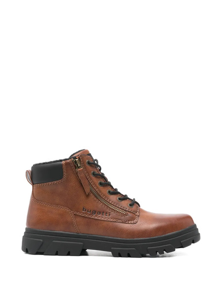  Bugatti Lace-up Zip Booties - Brown 