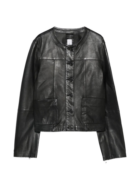  Bully Buttoned Leather Jacket - Black 
