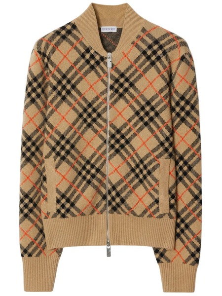  Burberry Cashmere Checkered Cardigan - Neutrals 