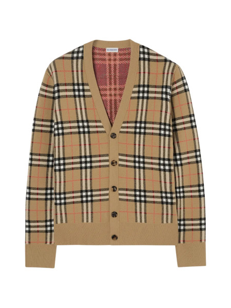  Burberry Check Button Cardigan - Neutrals 