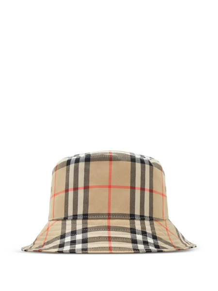 Burberry Check Cotton Bucket Hat - Neutrals 