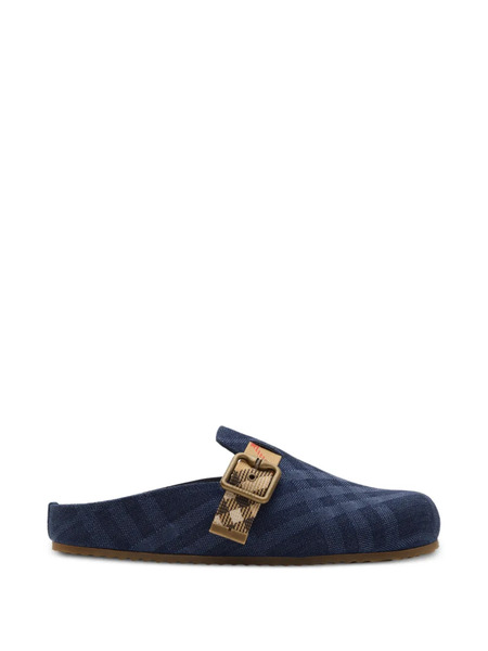  Burberry Check Denim Urchin Clogs - Blue 