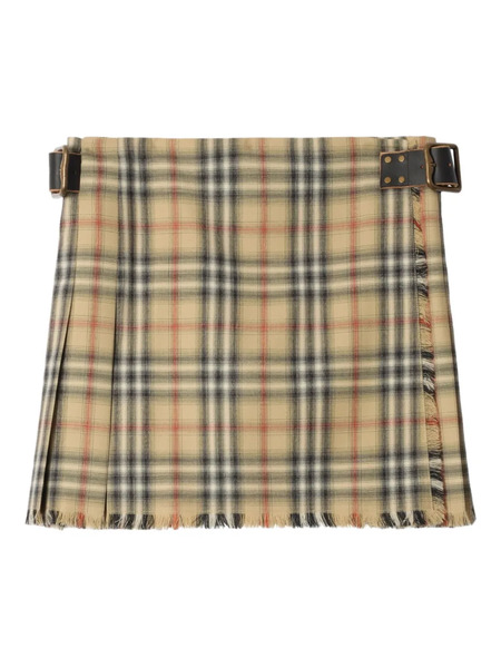  Burberry Check-fringed Mini Skirt - Neutrals 