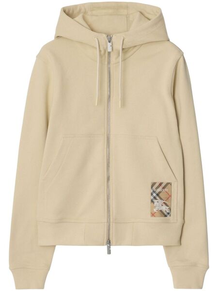  Burberry Check Label Hoodie - Neutrals 
