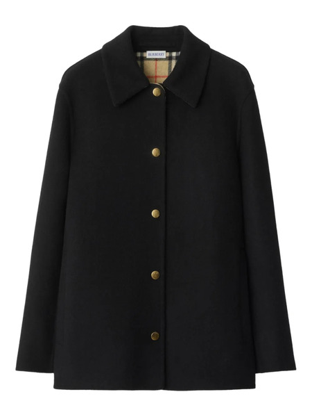  Burberry Check-lined Wool Overshirt - Black 