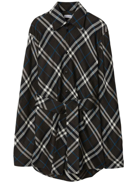  Burberry Check-pattern Belted Shirt - Black 
