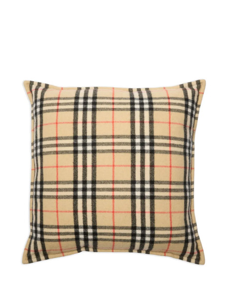  Burberry Check-pattern Cashmere Single Pillow - Neutrals 