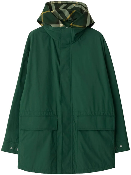  Burberry Check-pattern Concealed-fastening Coat - Green 
