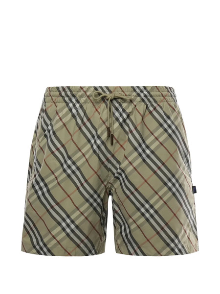  Burberry Check-pattern Drawstring Swim Shorts - Green 