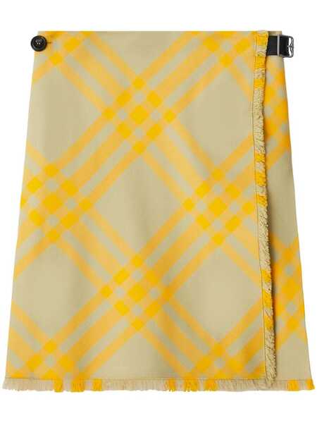  Burberry Check-pattern Frayed Kilt - Grey 